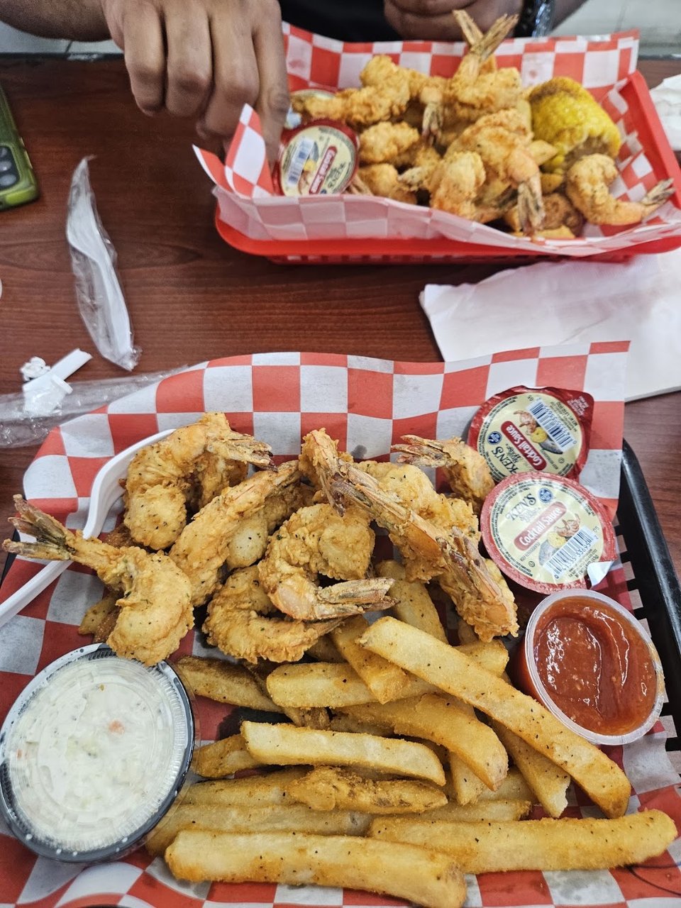 Printed menu with boiled platters and cheeseburgers.